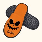 Personalised Multicolor Pumpkin Face Cozy Furry Slippers with Name Halloween Travel Accessories Gift for Family