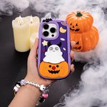 Personalizado lindo fantasma de la calabaza 3D funda de silicona con el nombre y la correa de muñeca de cuentas de Halloween regalo de cumpleaños para las mujeres niñas