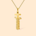 Personalized Dainty Name Cross Necklace Religious Jewellery Baptism Christmas Gift for Christian Women
