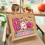 Personalizada Juguetón Fantasma Calabaza Murciélago Bolsa de Yute Grande con Nombre Halloween Truco o Trato Regalo para Niño Niña
