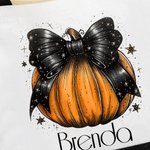 Borsa in tela personalizzata con fiocco di zucca e nome Halloween Dolcetto o scherzetto, regalo di attività per donne