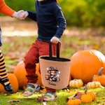 Personalized Watercolor Pumpkin Wizard Animal Trick or Treat Bag Candy Bucket with Name Halloween Party Favors Gift for Boys Girls