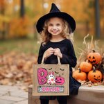Personalizada Juguetón Fantasma Calabaza Murciélago Bolsa de Yute Grande con Nombre Halloween Truco o Trato Regalo para Niño Niña