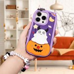 Personalizado lindo fantasma de la calabaza 3D funda de silicona con el nombre y la correa de muñeca de cuentas de Halloween regalo de cumpleaños para las mujeres niñas