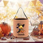 Personalized Watercolor Pumpkin Wizard Animal Trick or Treat Bag Candy Bucket with Name Halloween Party Favors Gift for Boys Girls