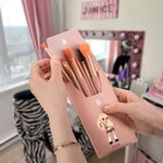 Personalized Y2K Style Cartoon Character Leather Makeup Brush Bag with Name 8 Pcs Makeup Brushes Travel Essentials Birthday Gift for Girls Women