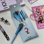 Personalized Y2K Style Cartoon Character Leather Makeup Brush Bag with Name 8 Pcs Makeup Brushes Travel Essentials Birthday Gift for Girls Women