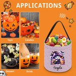 Personalized Watercolor Pumpkin Wizard Animal Trick or Treat Bag Candy Bucket with Name Halloween Party Favors Gift for Boys Girls