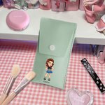 Personalized Y2K Style Cartoon Character Leather Makeup Brush Bag with Name 8 Pcs Makeup Brushes Travel Essentials Birthday Gift for Girls Women