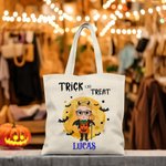 Bolsa de lona personalizada con nombre Bruja Vampiro Truco o trato Regalo de Halloween para niños
