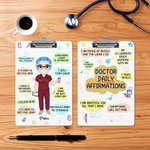Personalised Cartoon I Trust Myself Daily Affirmations Hanging Clipboard with Name Appreciation Birthday Gift for Nurse Doctor Medical Student