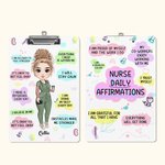 Personalised Cartoon I Trust Myself Daily Affirmations Hanging Clipboard with Name Appreciation Birthday Gift for Nurse Doctor Medical Student