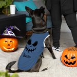 Spersonalizowana twarz dyni 100% bawełniana koszulka bez rękawów dla psa z imieniem Śmieszny kostium dla zwierzaka Prezent na Halloween dla właścicieli miłośników zwierząt