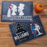 Paillasson Antidérapant Personnalisé avec Nom Style Squelette Vampire Décoration à la Maison Cadeau Mariage Halloween pour Couple