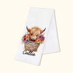 Toalla de Algodón 100% Personalizada con el Nombre de la Vaca de las Tierras Altas Regalo de Cumpleaños para los Amantes de las Vacas de las Tierras A