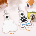 Personalised Dog Paw Bone Leather Keychain with Embroidery Name Bag Pet Waistcoat  Decoration Christmas Birthday Gift for Pet Lover