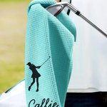 Personlig superabsorberande golfhandduk i bomullsvåffla i flera färger med namnhängande klämma Födelsedagspresent för golfälskare