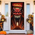 Spersonalizowany Dante Ghost Pattern Banner Okładka na drzwi z imieniem i nazwiskiem Wystrój domu Halloween Party Prezent dla przyjaciela rodziny