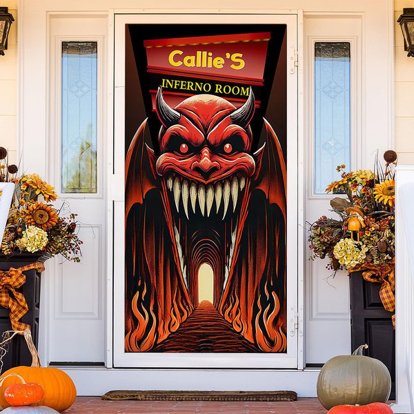 Spersonalizowany Dante Ghost Pattern Banner Okładka na drzwi z imieniem i nazwiskiem Wystrój domu Halloween Party Prezent dla przyjaciela rodziny