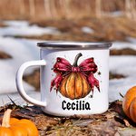 Tazza da caffè smaltata da 11 oz con nome Halloween Regalo di stagione spettrale per la famiglia, gli amici e i parenti