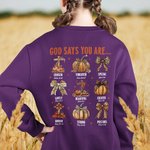 Personlig Leopardbåge Höst Pumpa Kors Barn Vuxen Sweatshirt med namn och bibelvers Skördefest Thanksgiving Day Present till familjen