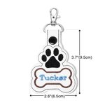 Personalised Dog Paw Bone Leather Keychain with Embroidery Name Bag Pet Waistcoat  Decoration Christmas Birthday Gift for Pet Lover