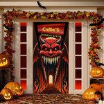 Spersonalizowany Dante Ghost Pattern Banner Okładka na drzwi z imieniem i nazwiskiem Wystrój domu Halloween Party Prezent dla przyjaciela rodziny