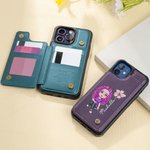 Gepersonaliseerde Cartoon karakter geboorte bloem naam lederen Flip Wallet telefoon geval voor iPhone met kaarthouder RFID Blokkeren Gift voor familie vriend