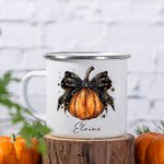 Tazza da caffè smaltata da 11 oz con nome Halloween Regalo di stagione spettrale per la famiglia, gli amici e i parenti