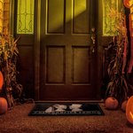 Paillasson Antidérapant Personnalisé avec Nom Style Squelette Vampire Décoration à la Maison Cadeau Mariage Halloween pour Couple