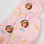 Calcetines personalizados con nombre y elemento de zanahoria y huevo de Pascua para niños