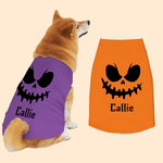 Spersonalizowana twarz dyni 100% bawełniana koszulka bez rękawów dla psa z imieniem Śmieszny kostium dla zwierzaka Prezent na Halloween dla właścicieli miłośników zwierząt