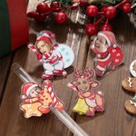 Personalized Santa Claus Elk Photo Straw Topper Accessories for Stanley Tumbler Cup Party Favor Christmas Gift for Family Friend