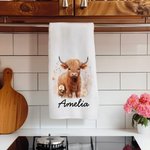 Toalla de Algodón 100% Personalizada con el Nombre de la Vaca de las Tierras Altas Regalo de Cumpleaños para los Amantes de las Vacas de las Tierras A