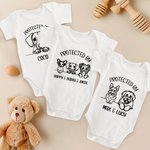 Personlig Söt 1-3 Hund Katt 100% Bomull Baby Bodysuit med Namn Dopgåva för Nyfödda Nya Föräldrar