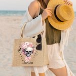 Bolsa de yute con nombre para fiesta de Halloween Truco o Trato para mujeres Niñas
