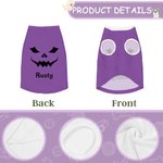 Spersonalizowana twarz dyni 100% bawełniana koszulka bez rękawów dla psa z imieniem Śmieszny kostium dla zwierzaka Prezent na Halloween dla właścicieli miłośników zwierząt