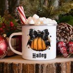 Tazza da caffè smaltata da 11 oz con nome Halloween Regalo di stagione spettrale per la famiglia, gli amici e i parenti