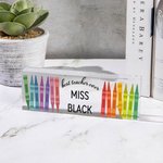 Personalisierte Regenbogen Buntstift Acryl Schreibtisch Namensschild mit Namen Weihnachten Lehrer Wertschätzung Büro Dekor Geschenk für Lehrer