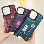 Gepersonaliseerde Cartoon karakter geboorte bloem naam lederen Flip Wallet telefoon geval voor iPhone met kaarthouder RFID Blokkeren Gift voor familie vriend