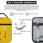 Sac de Repas Isotherme Personnalisé avec Personnage Nom Fleur de Naissance Accessoire Imperméable Cadeau Rentrée Scolaire Travail pour Enfant Famille