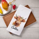 Toalla de Algodón 100% Personalizada con el Nombre de la Vaca de las Tierras Altas Regalo de Cumpleaños para los Amantes de las Vacas de las Tierras A