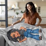 Personalizzato Y2K stile Cartoon personaggio morbido lancio coperta con nome compleanno regalo di Natale per le donne ragazze