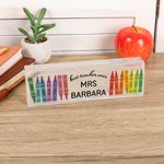 Personalisierte Regenbogen Buntstift Acryl Schreibtisch Namensschild mit Namen Weihnachten Lehrer Wertschätzung Büro Dekor Geschenk für Lehrer