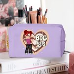 Personalised Y2K Style Cartoon Character Heart Design PU Leather Makeup Bag with Name Birthday Travel Accessory Birthday Gift for Women Sisters