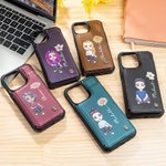 Gepersonaliseerde Cartoon karakter geboorte bloem naam lederen Flip Wallet telefoon geval voor iPhone met kaarthouder RFID Blokkeren Gift voor familie vriend