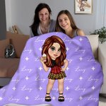 Personalizzato Y2K stile Cartoon personaggio morbido lancio coperta con nome compleanno regalo di Natale per le donne ragazze