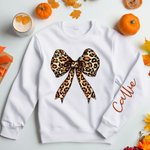 Personlig Leopardbåge Höst Pumpa Kors Barn Vuxen Sweatshirt med namn och bibelvers Skördefest Thanksgiving Day Present till familjen