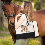 Personalised Floral Horse Large Canvas Tote Bag with Name and Waterproof Liner Birthday Gift for Women Horse Lovers