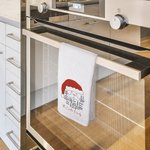 Personalized 100% Cotton Santa Claus 1-28 Names Word Cloud Tea Towel with Kitchen Accessories Christmas Birthday Gift for Mom Grandma